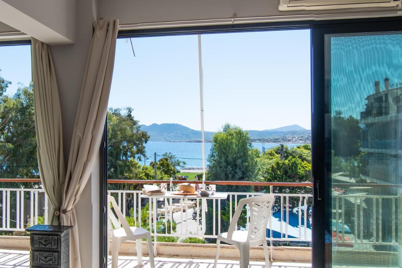 Lavish & Spacious Apt With Stunning Seaview, 10 Min Ath Airport Artemida  Eksteriør billede